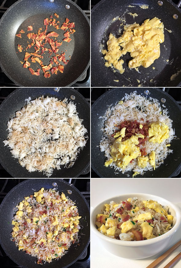 Making Bacon And Egg Fried Rice