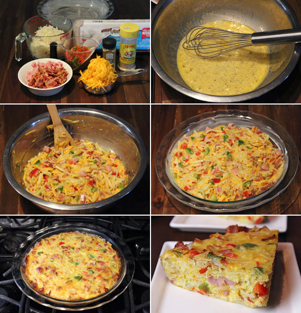 Making a Denver Omelet Pie