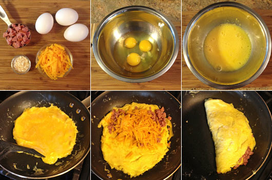 Making A Summer Sausage Cheddar Omelette