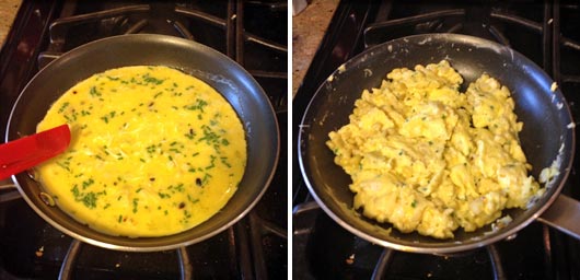 Making An Eggs And Corn Scramble