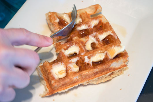 Yeast Waffles With Butterscotch Topping
