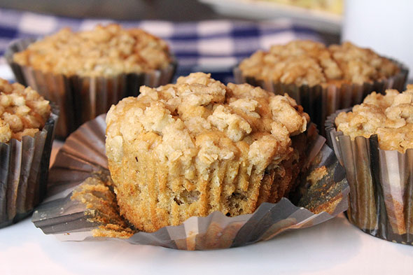 Peanut Butter Banana Streusel Muffins