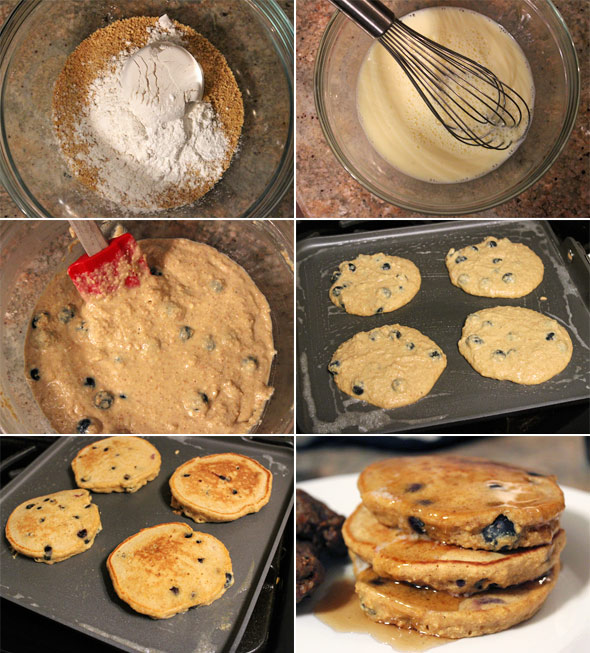 Making Blueberry Graham Pancakes