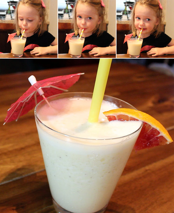 Enjoying a Pina Colada Smoothie