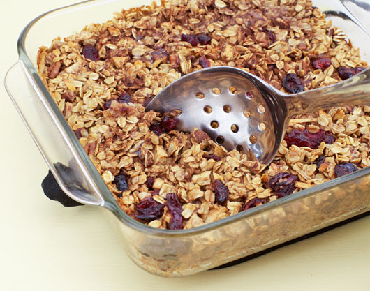 Scooping Out Some Baked Cranberry Oatmeal