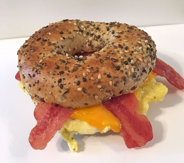 Basic Bacon Bagel Breakfast Sandwich