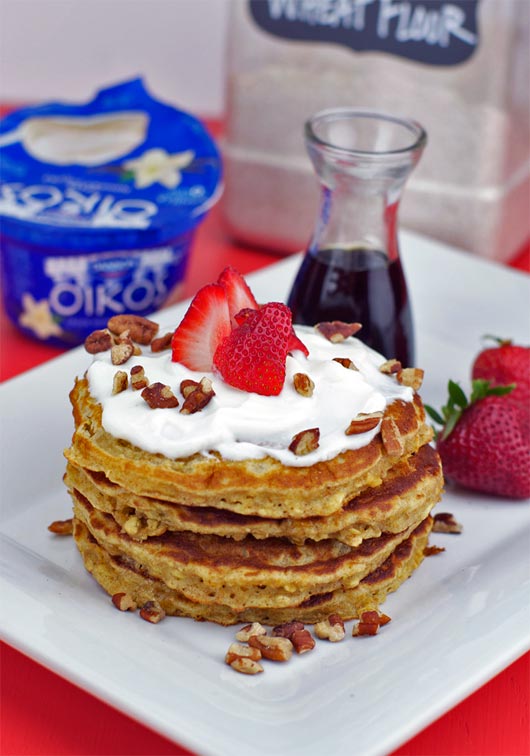 Whole Wheat Vanilla Pancakes With Vanilla Yogurt