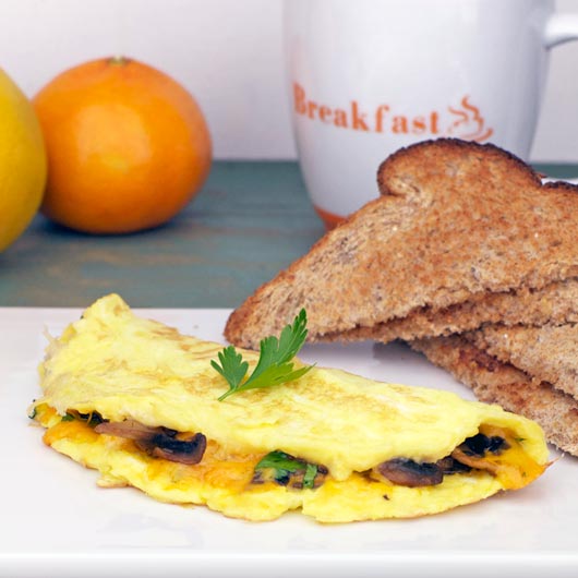 Cheesy Mushroom Omelet And Toast