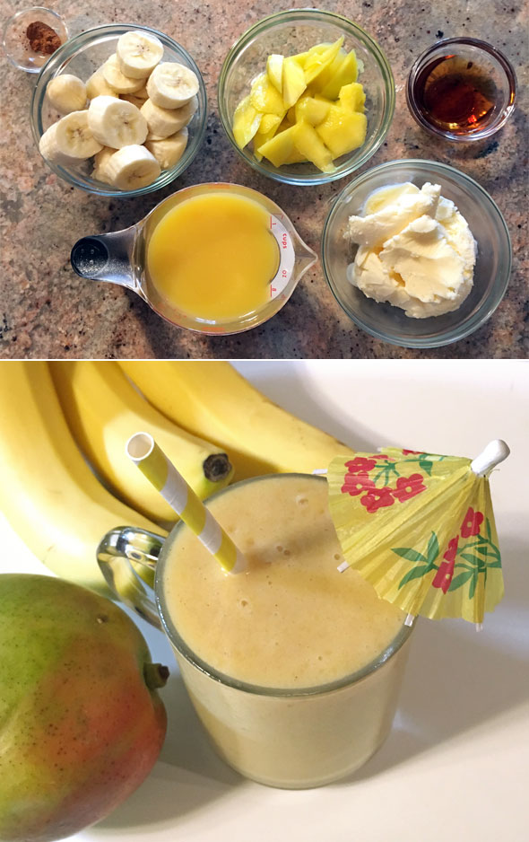 Making Mango Banana Breakfast Shakes