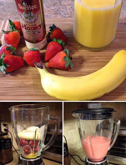 Making A Honey Banana Breakfast Shake