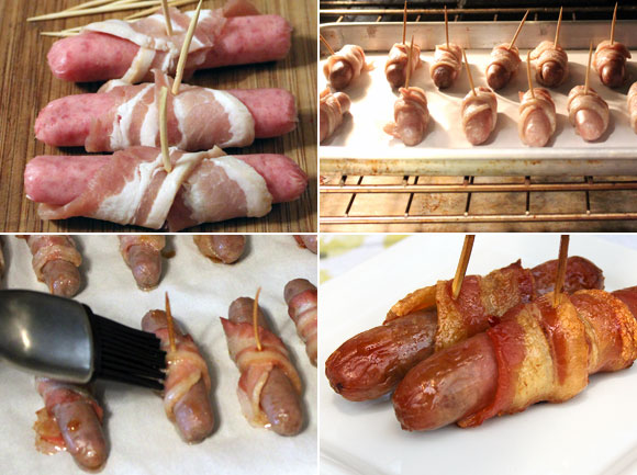 Making Bacon-Wrapped Breakfast Links