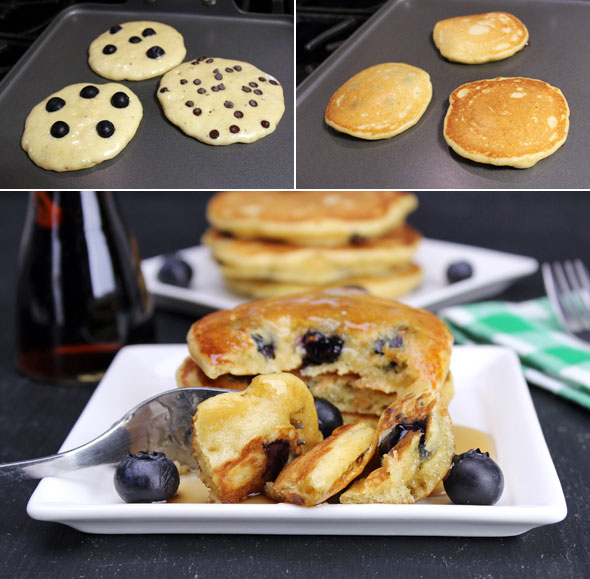 Making Whole Wheat Blueberry Yogurt Pancakes