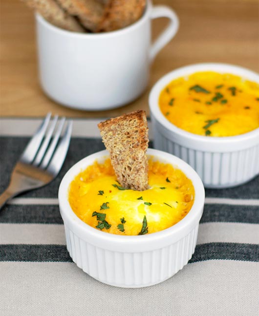 Baked Easy Cheesy Eggs With Mushrooms