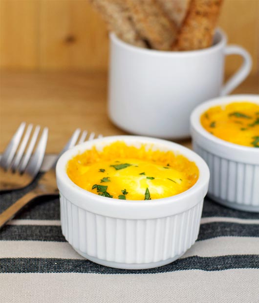 Serving of Baked Easy Cheesy Eggs With Mushrooms