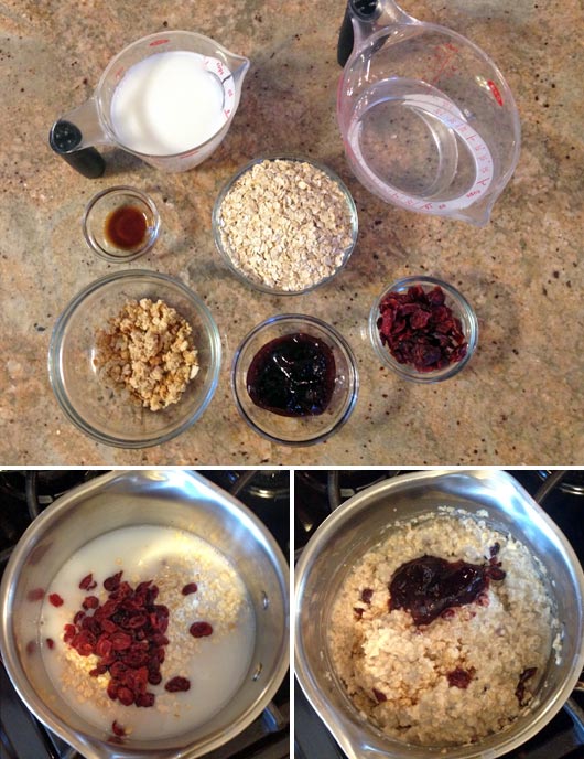 Making Cherry Vanilla Oatmeal