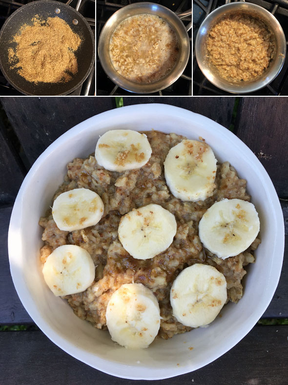 Making Banana Wheat Germ Oatmeal