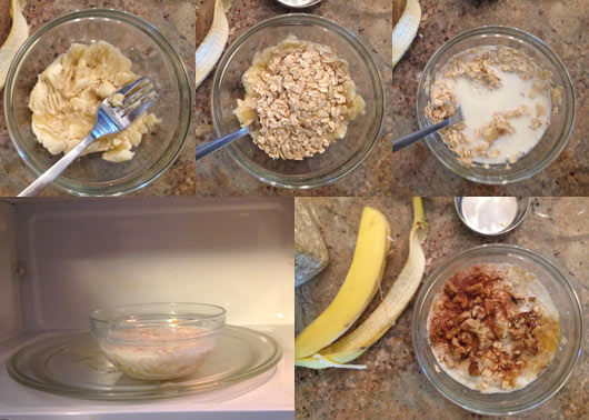 Making Banana Nut Oatmeal