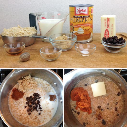 Making Brown Rice & Pumpkin Porridge