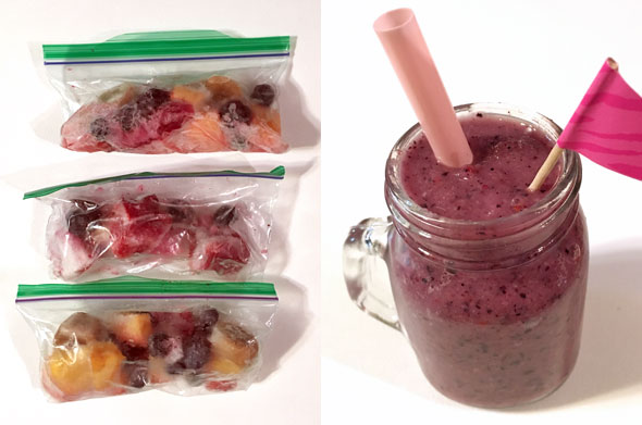 Making Mega Fast Berry Breakfast Smoothies