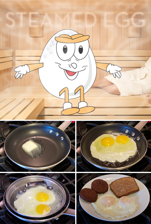 Steam Fried Eggs Over Easy - Cooking Technique