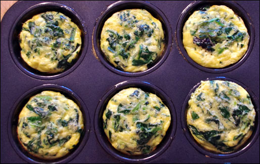 Spinach And Cheddar Mini Frittatas In The Pan