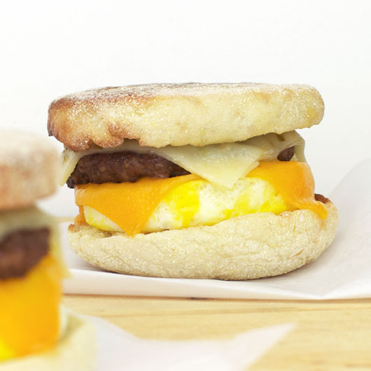 Sausage, Egg And Double Cheese Breakfast Sandwich