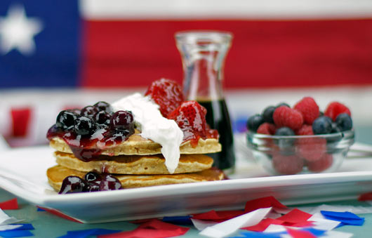 Red, White And Blueberry Pancakes