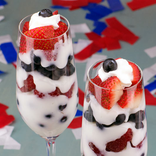 Red, White And Blue Yogurt Parfaits