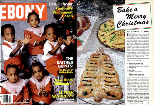 Christmas Tree Coffee Cake in December 1985 Ebony Magazine