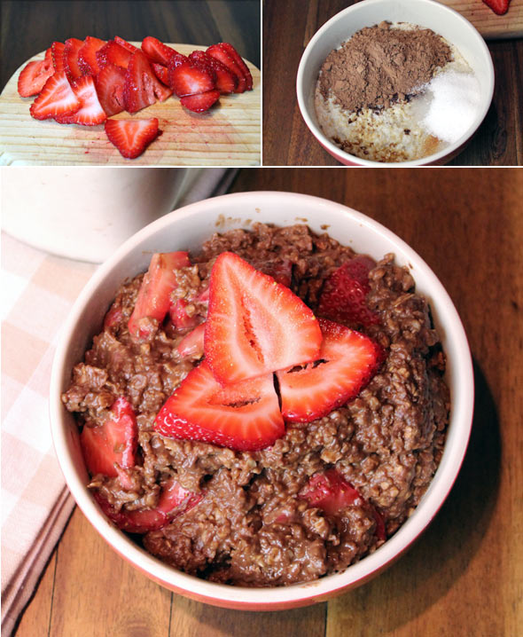 Making Chocolate-Covered Strawberry Oatmeal