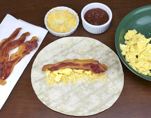 Making Breakfast Tortilla Wrap