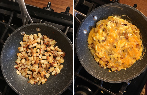 Making a Cheddar Potato Frittata