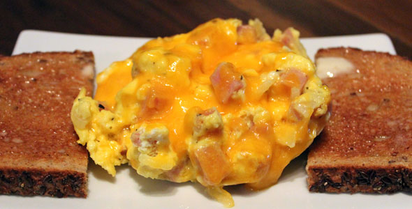 Scrambled Eggs and Ham (Microwave)