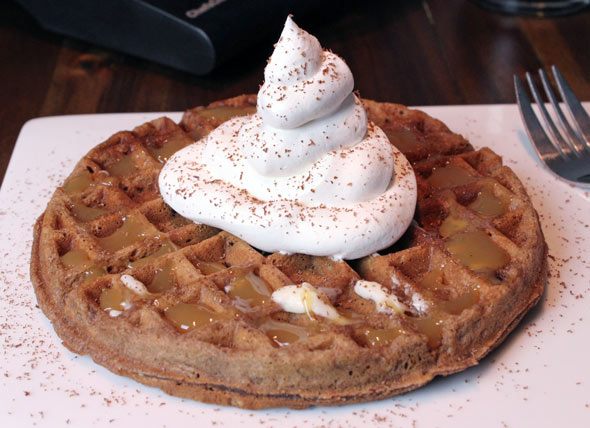 Chocolate Brunch Waffles With Caramel Sauce Chocolate Brunch Waffles With Caramel Sauce