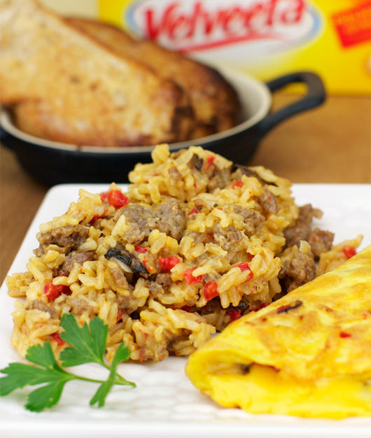Skillet Breakfast Rice With Velveeta