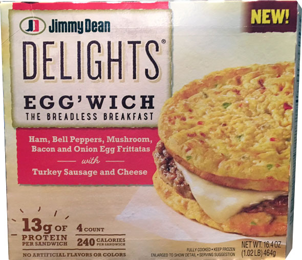 Jimmy Dean Delights Egg'wich Review: Ham, Bell Pepper, Mushroom, Bacon and Onion Egg Frittatas with Turkey Sausage and Cheese