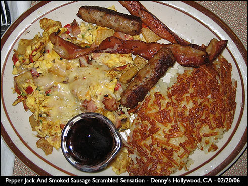 Denny's Pepper Jack And Smoked Sausage Scrambled Sensation