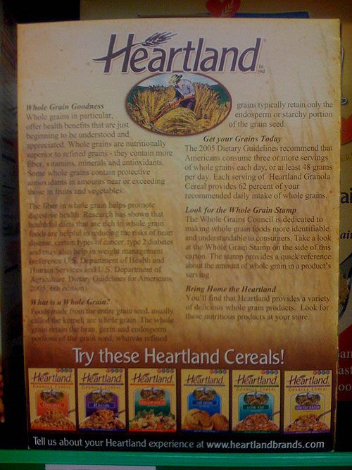 2008  Heartland Original Granola - Back