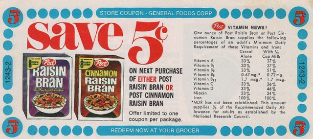 Five Cent Raisin Bran Coupon