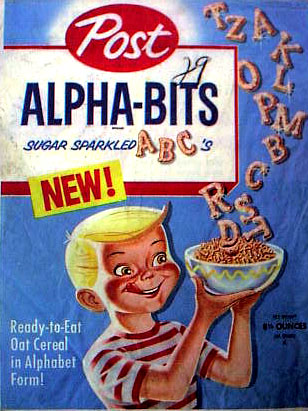 Late 50's Alpha-Bits Cereal Box