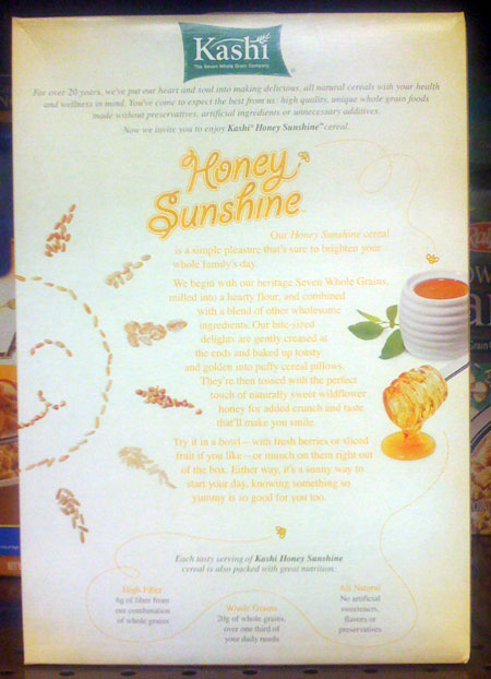 2008 Honey Sunshine Cereal - Back