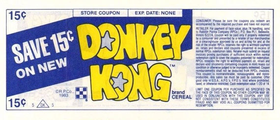 Donkey Kong Cereal Coupon Back