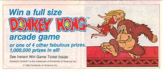 Donkey Kong Cereal Instant Win Game Ticket Back