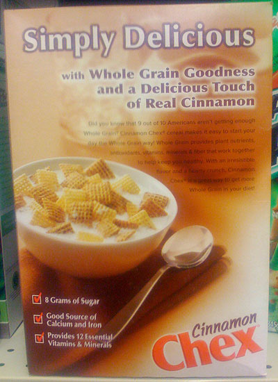Cinnamon Chex Cereal Box - Back