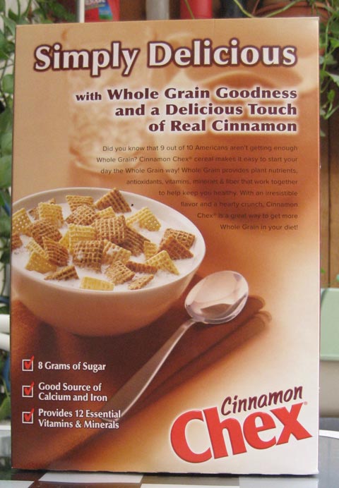 2009 Cinnamon Chex Cereal Box - Back