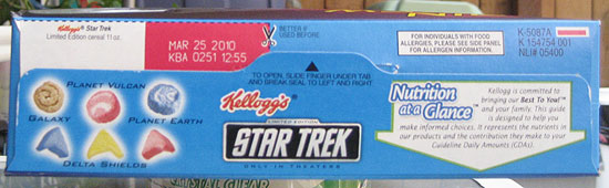 Star Trek Cereal Box - Top
