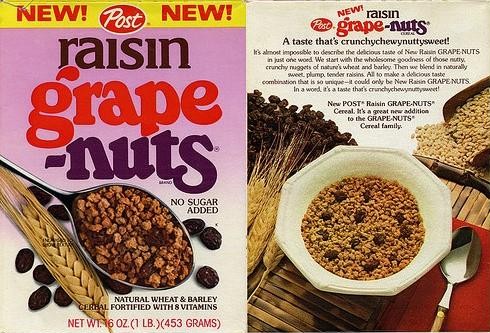 Raisin Grape-Nuts Cereal Box