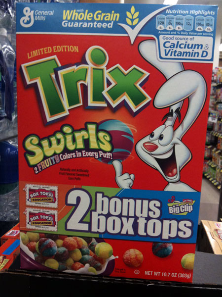 2009 Trix Swirls Cereal Box