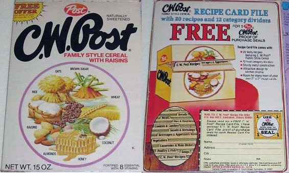 C.W. Post Cereal Box