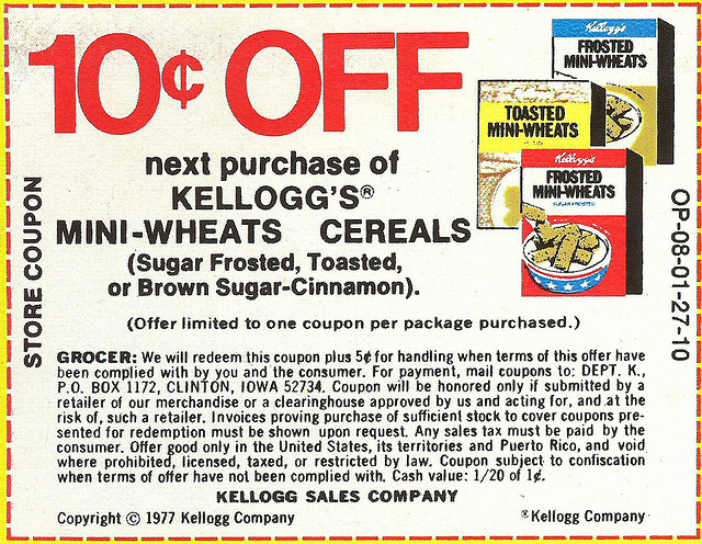 1977 Mini-Wheats Coupon